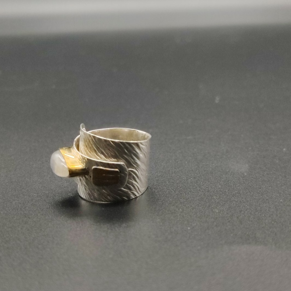 Adjustable Custom Stone Silver Ring - image 5